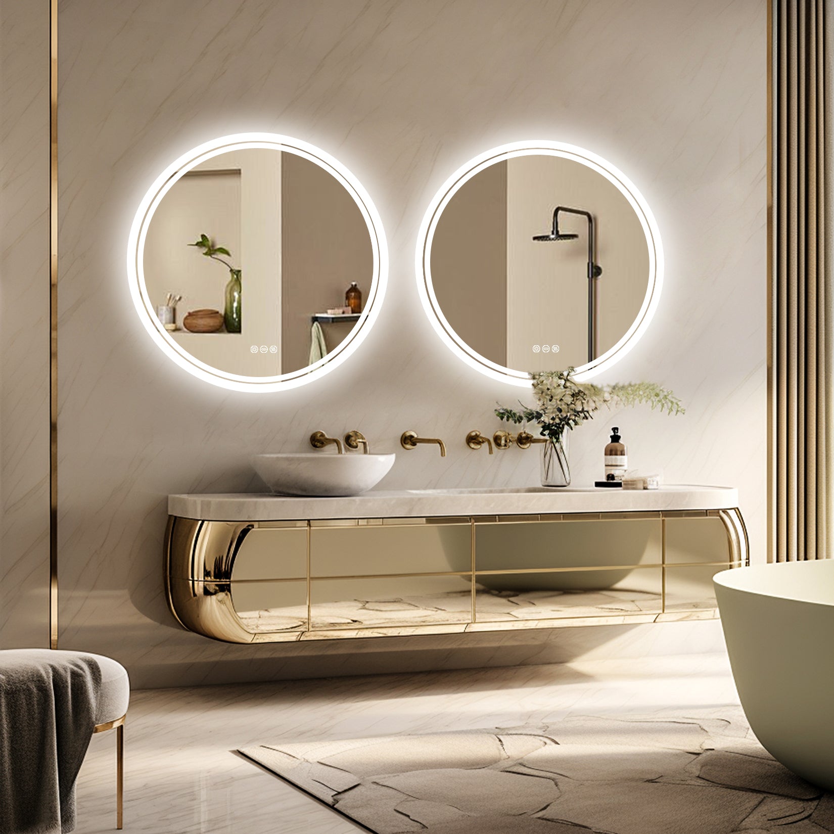 Dimmable Round Led Bathroom Mirror