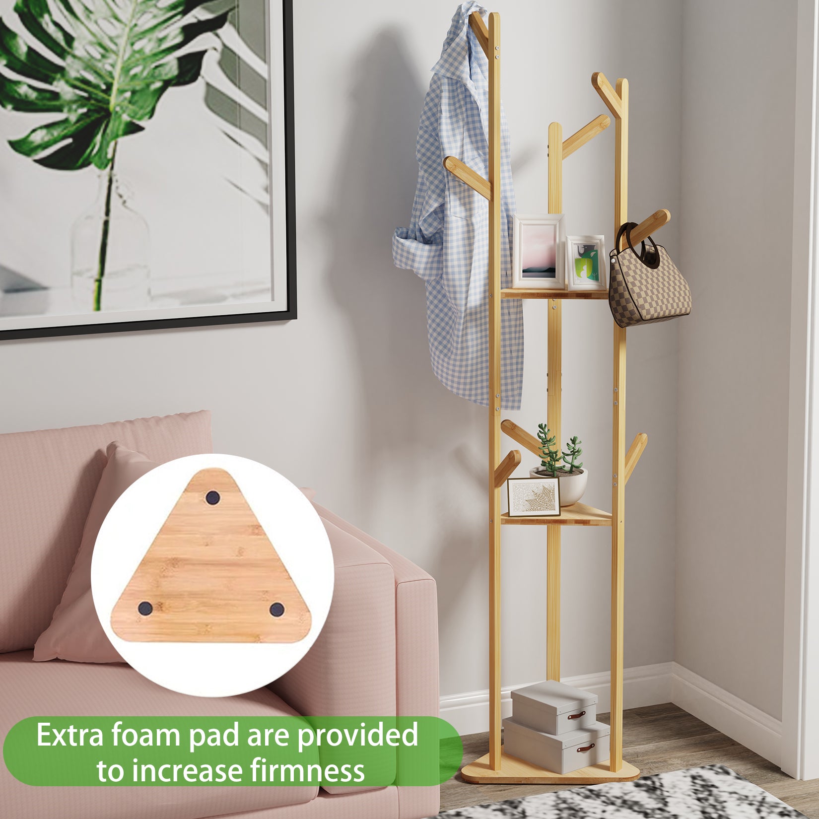 Environmental-friendly Bamboo Coat Rack Garment Stand