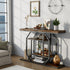 47.3" Long Console Table Industrial Sofa Table with Geometric Base Storage Shelf