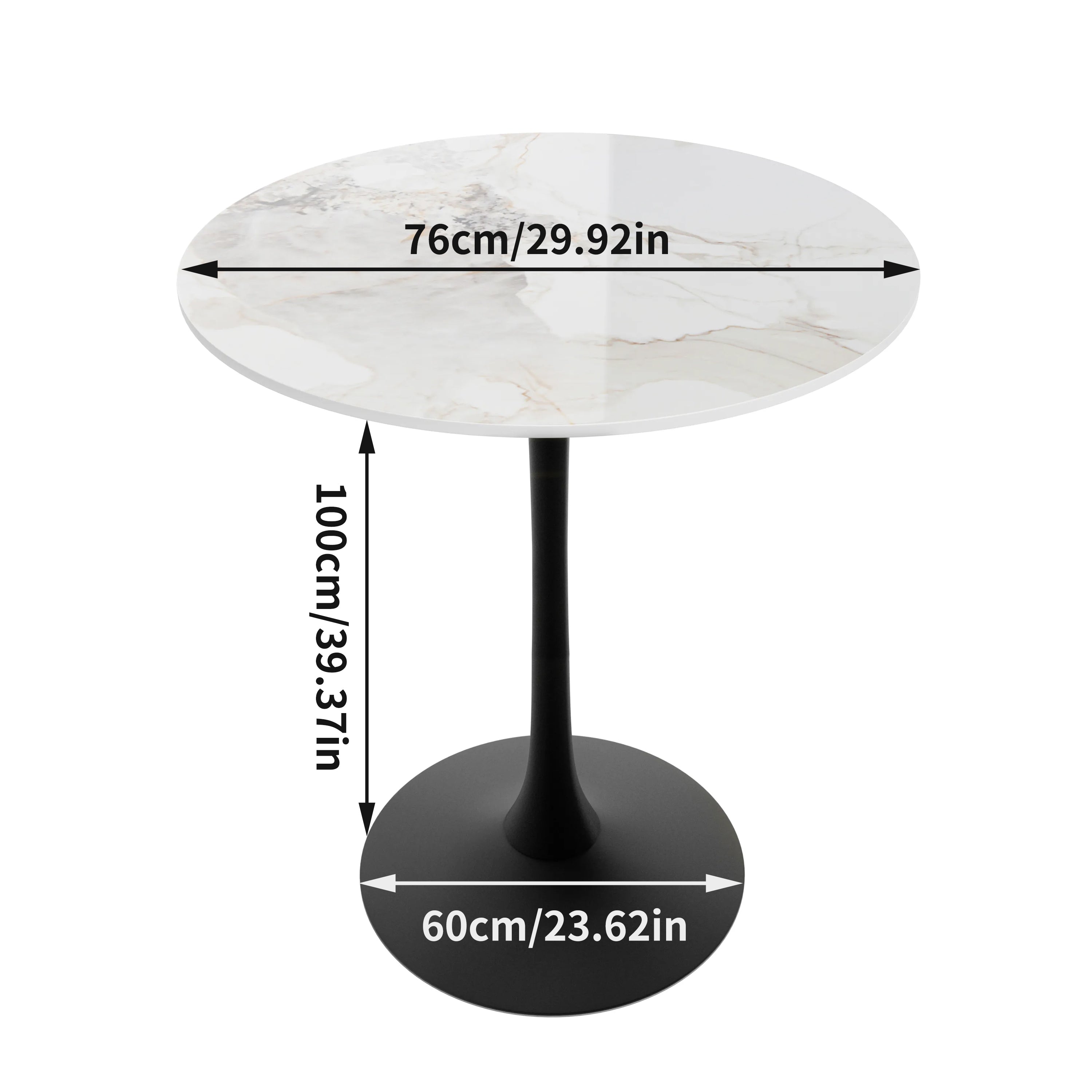 100cm High Round Bar Height Bistro Pub Table Sintered Stone-top Breakfast Table