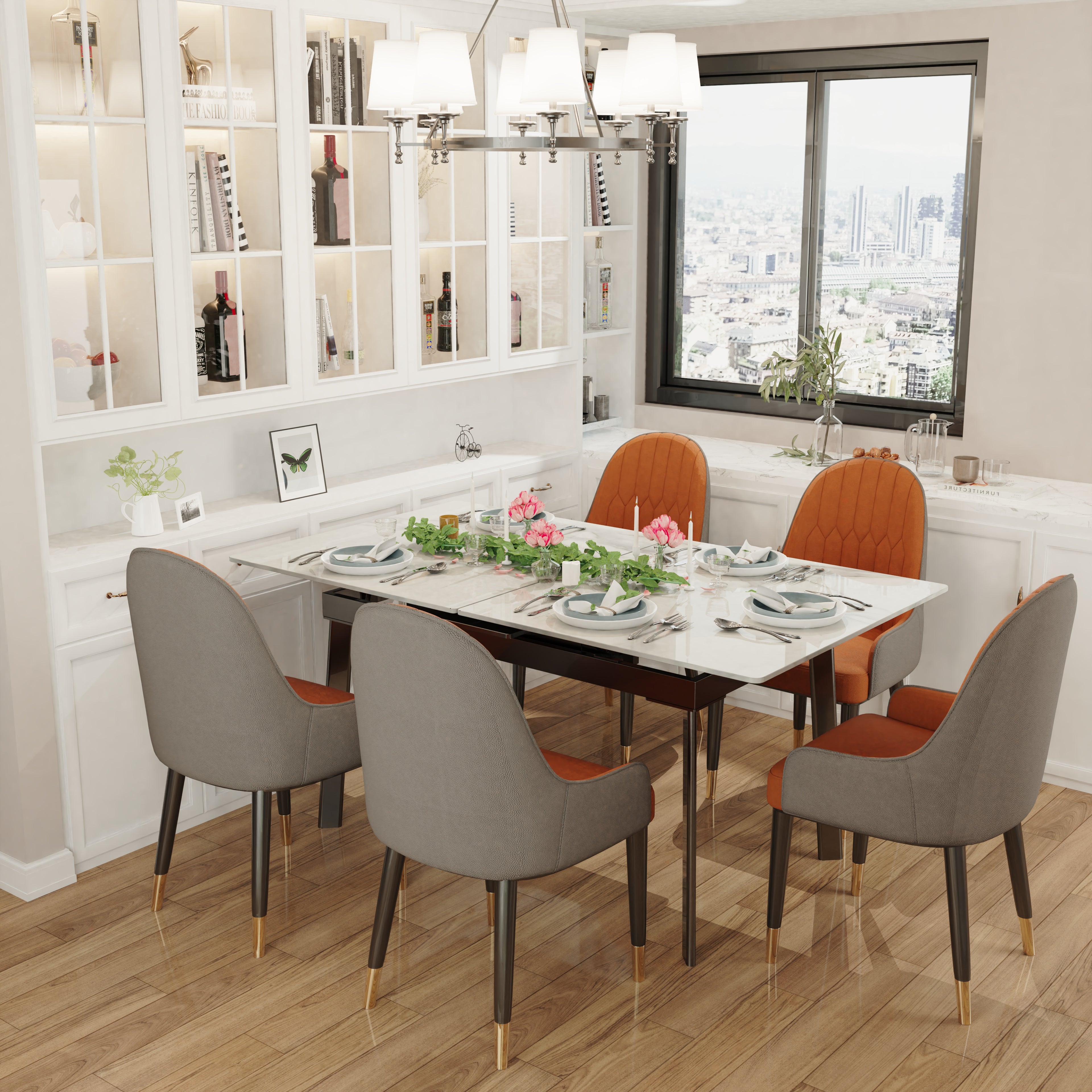 51.1"-62.9" Extendable Rectangle Dining Table