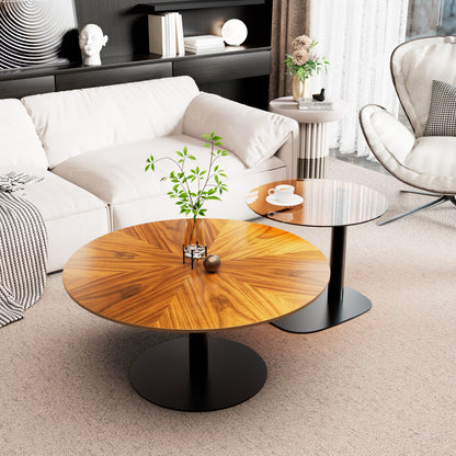 Round Living Room Side Table Set, Two Packages Shippment