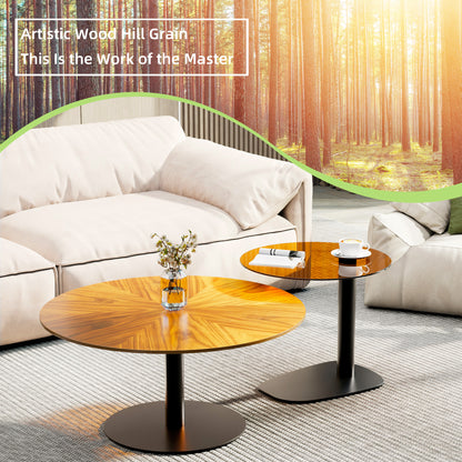 Round Living Room Side Table Set, Two Packages Shippment