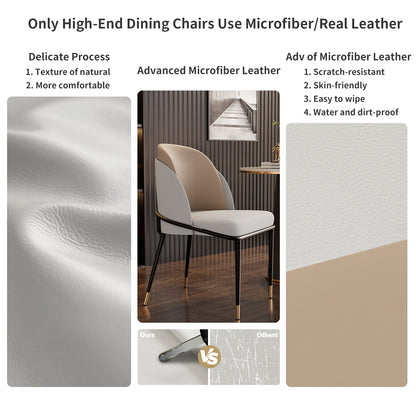 Set Of 2 Luxurious Upholstered Dining Room Chairs, Two Toned Design