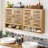 Bathroom Cabinet Bamboo Over-The-Toilet Storage Organizer Wall Mounted Kitchen Shelves