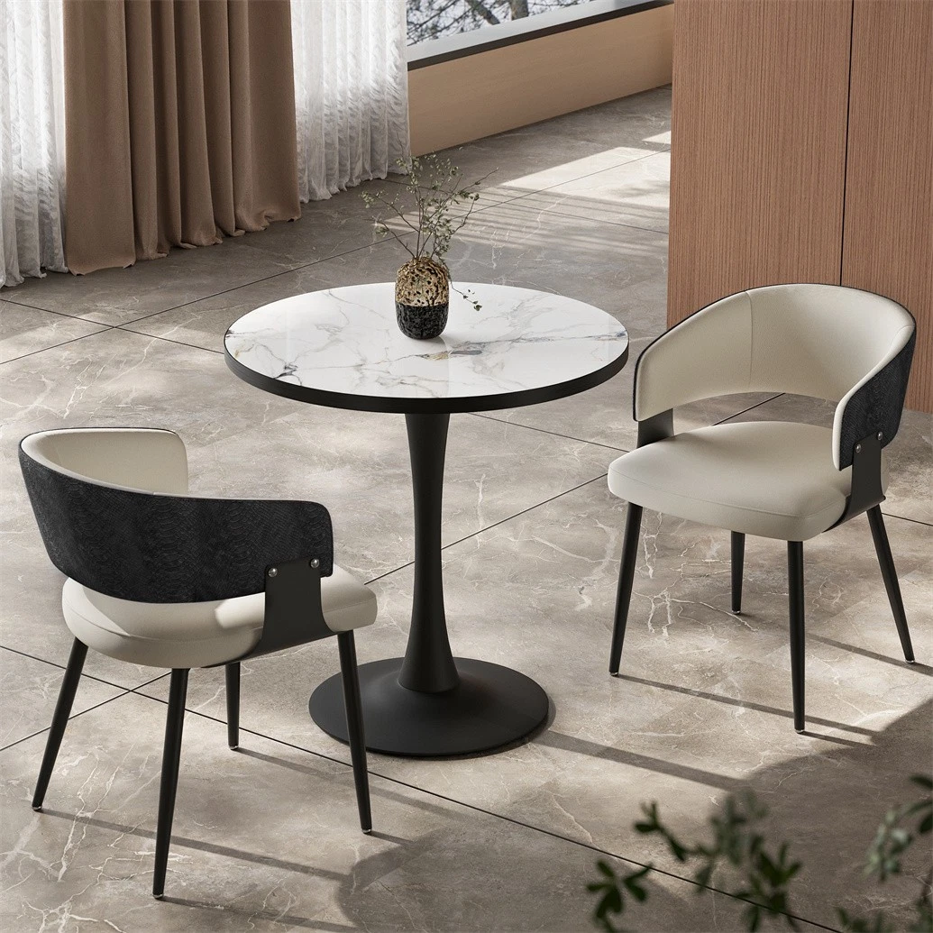 Set of 1/ 2 Microfiber Leather Upholstered Dining Chairs with Wide Seat Leisure Kitchen Chairs
