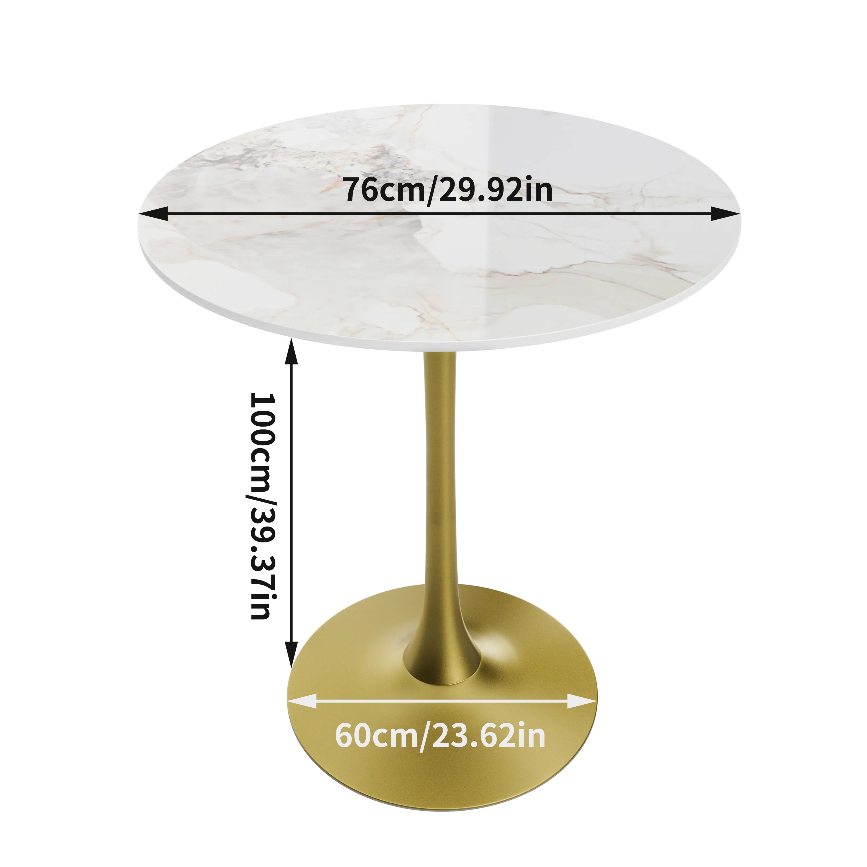 100cm High Round Bar Height Bistro Pub Table Sintered Stone-top Breakfast Table