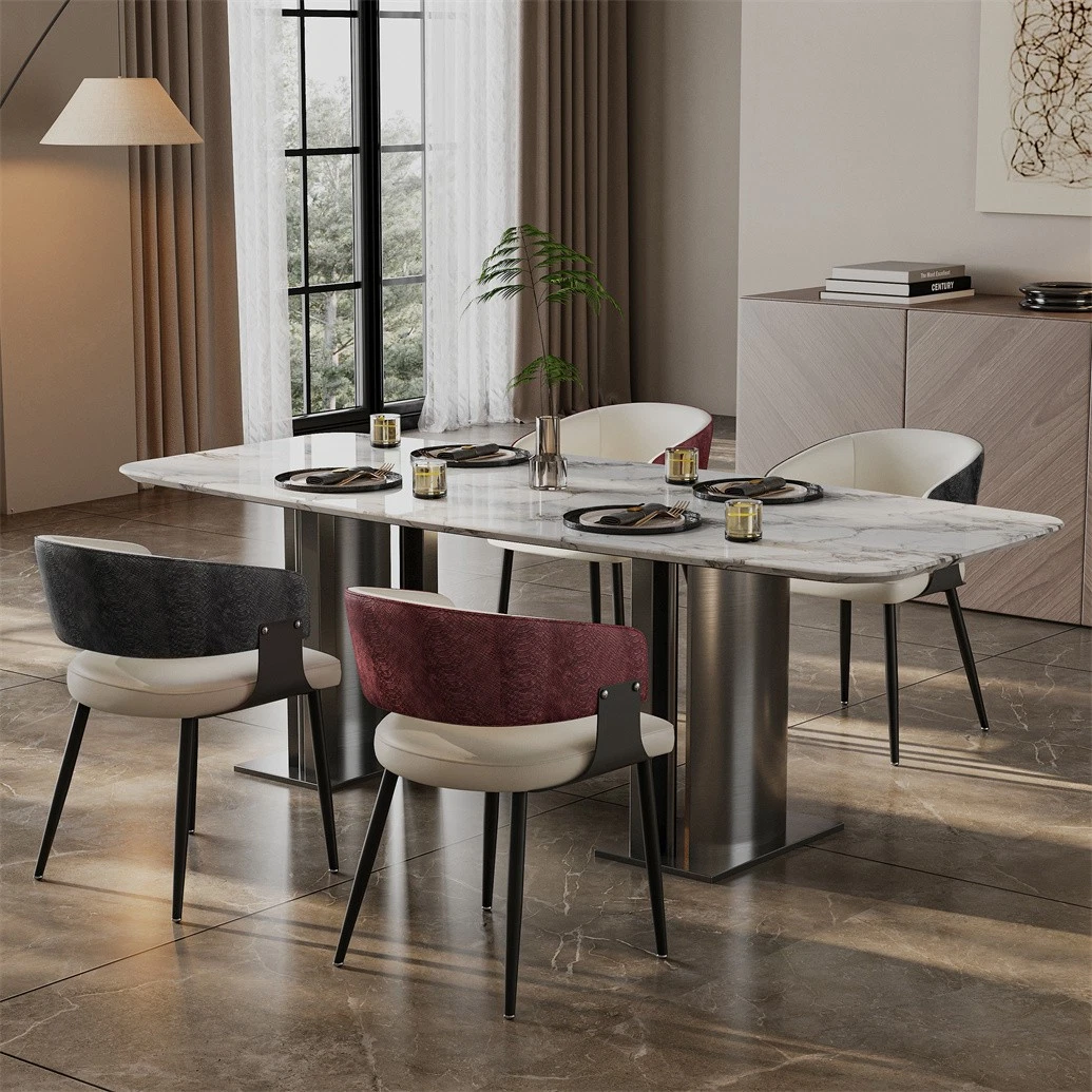 Set of 1/ 2 Microfiber Leather Upholstered Dining Chairs with Wide Seat Leisure Kitchen Chairs