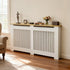 FATIVO Radiator Cover | Internal Height 81cm |  Vertical Slatted Heater Radiator Cover White MDF Radiator Cover with Wood Texture Nature Top for Living Room, Bedroom