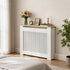 FATIVO Radiator Cover | Internal Height 81cm |  Vertical Slatted Heater Radiator Cover White MDF Radiator Cover with Wood Texture Nature Top for Living Room, Bedroom