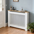 FATIVO Radiator Cover | Internal Height 81cm |  Vertical Slatted Heater Radiator Cover White MDF Radiator Cover with Wood Texture Nature Top for Living Room, Bedroom