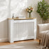 FATIVO Radiator Cover | Internal Height 81cm |  Vertical Slatted Heater Radiator Cover White MDF Radiator Cover with Wood Texture Nature Top for Living Room, Bedroom