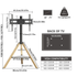 Mid Century TV Floor Stand for 40”-75” Corner Swivel TV Stand with Tripod Legs Height Adjustable