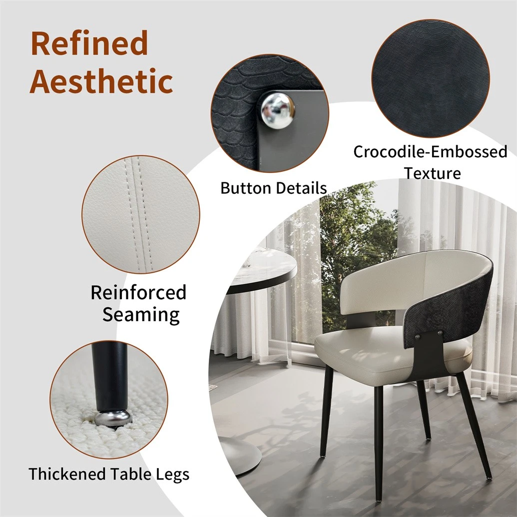 Set of 1/ 2 Microfiber Leather Upholstered Dining Chairs with Wide Seat Leisure Kitchen Chairs