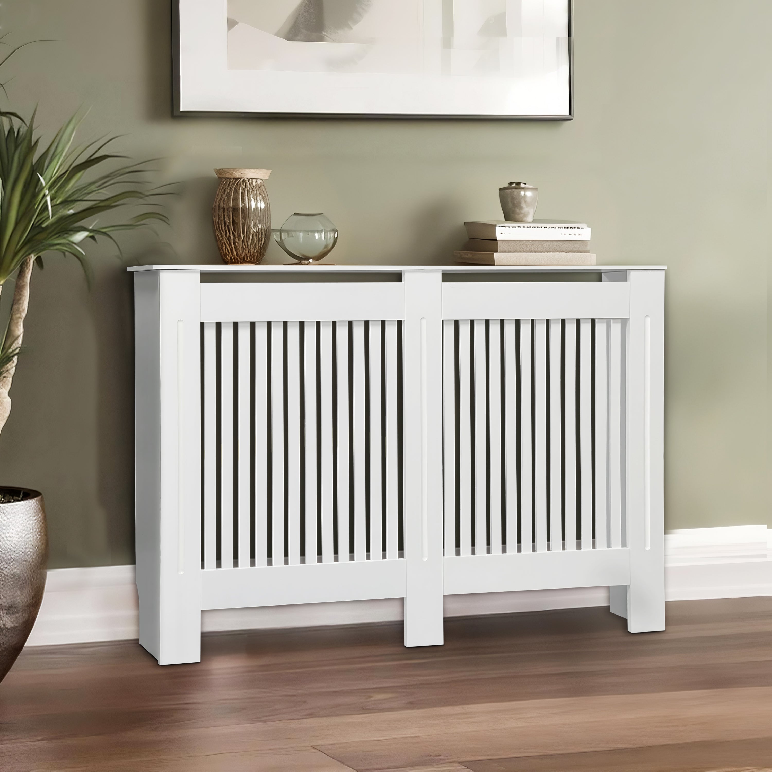 FATIVO High Radiator Cover Wood Cabinet: Internal Height 91cm White He ...
