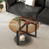 Modern Round Coffee Table Circle Amber-Tinted Tempered Glass Cocktail Table with 2-Tier