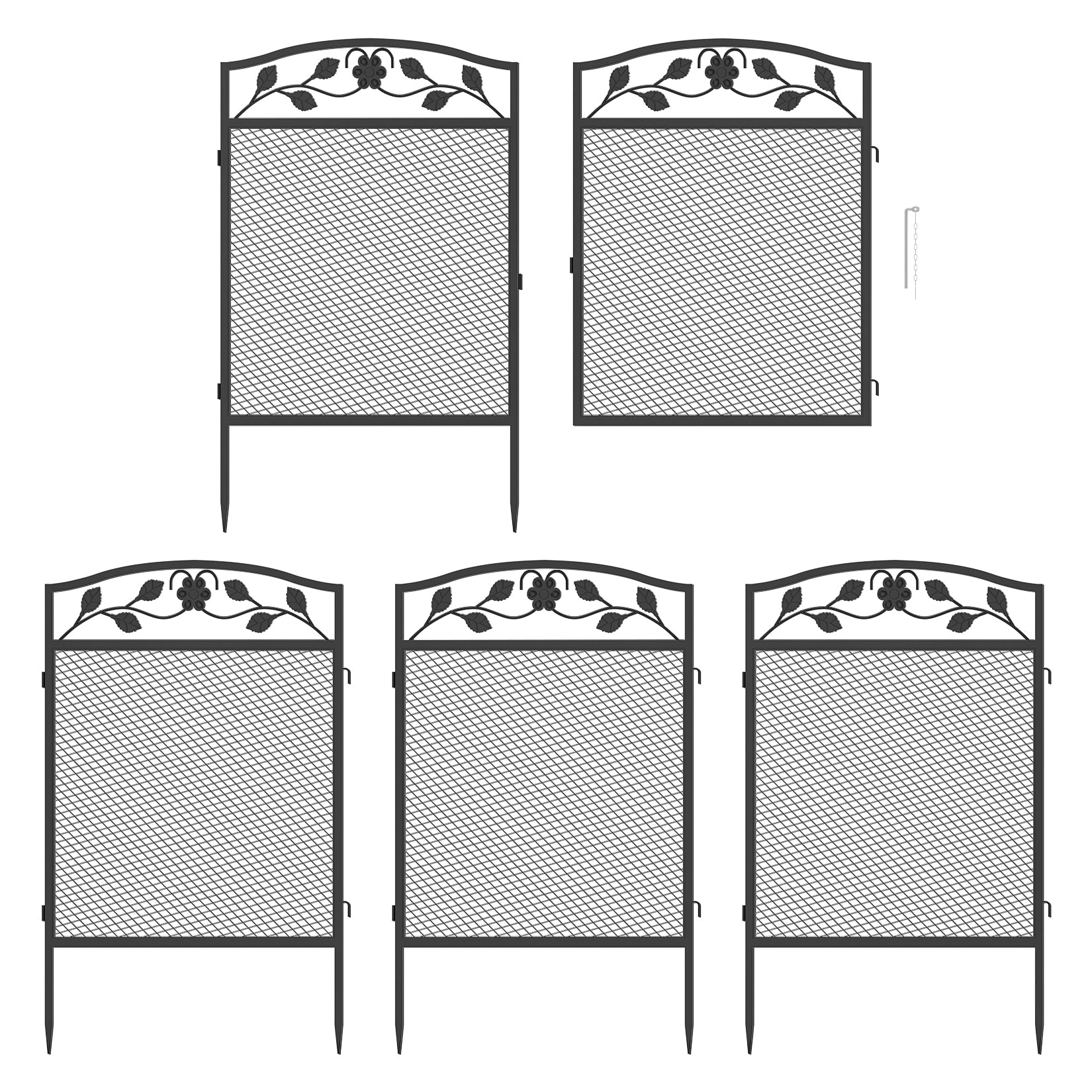 Metal Garden Fence: 5 Panels Garden Fences Heavy Dog Playpen Fences Animal Barrier