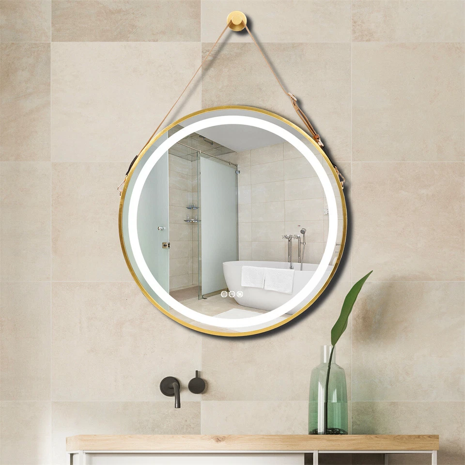 Illuminated Bathroom Mirror with Hanging Rope - Touch Control, Color-changing