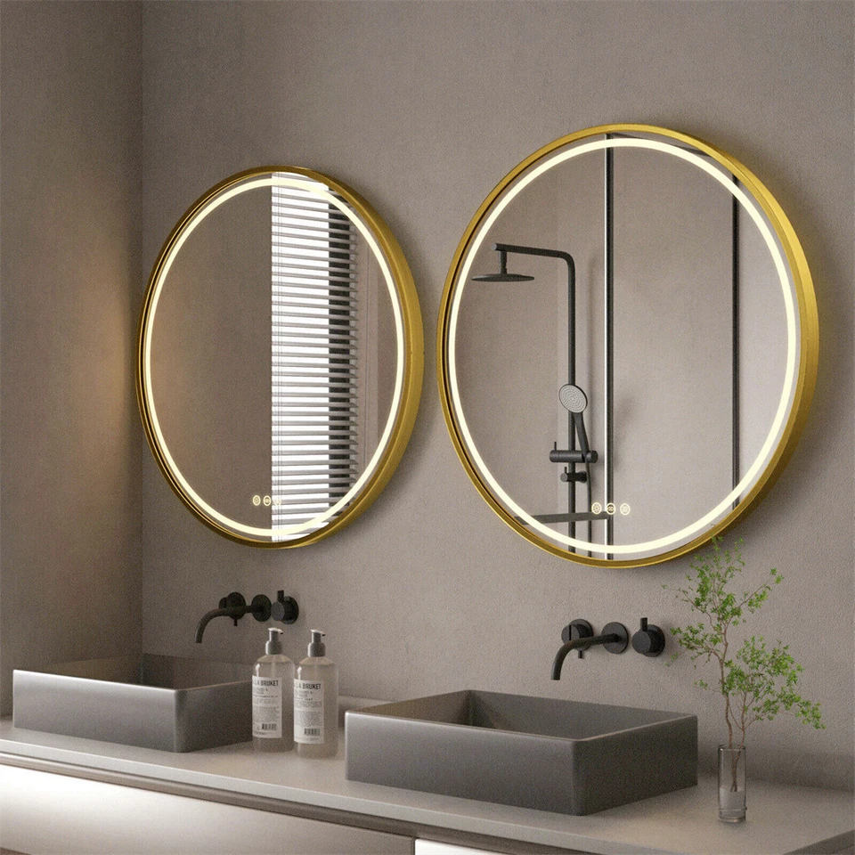 Illuminated Bathroom Mirror with Hanging Rope - Touch Control, Color-changing