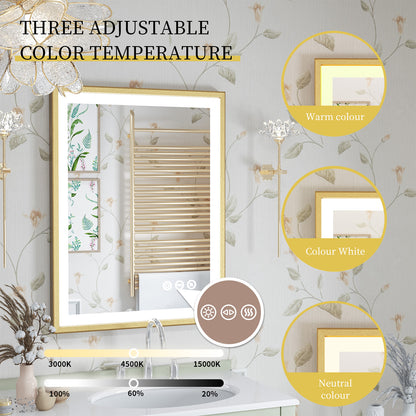 Gold Aluminum Frame Front-lit Bathroom Mirror
