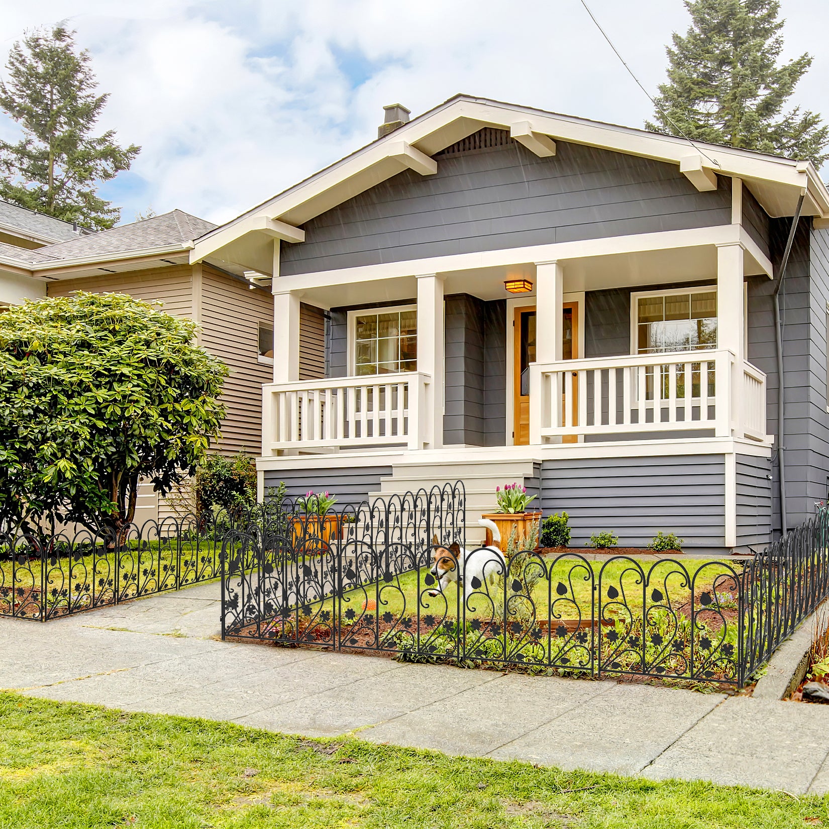 5Panels Decorative Garden Fence Coated Metal Wire Fencing Barrier for Backyards, Paths