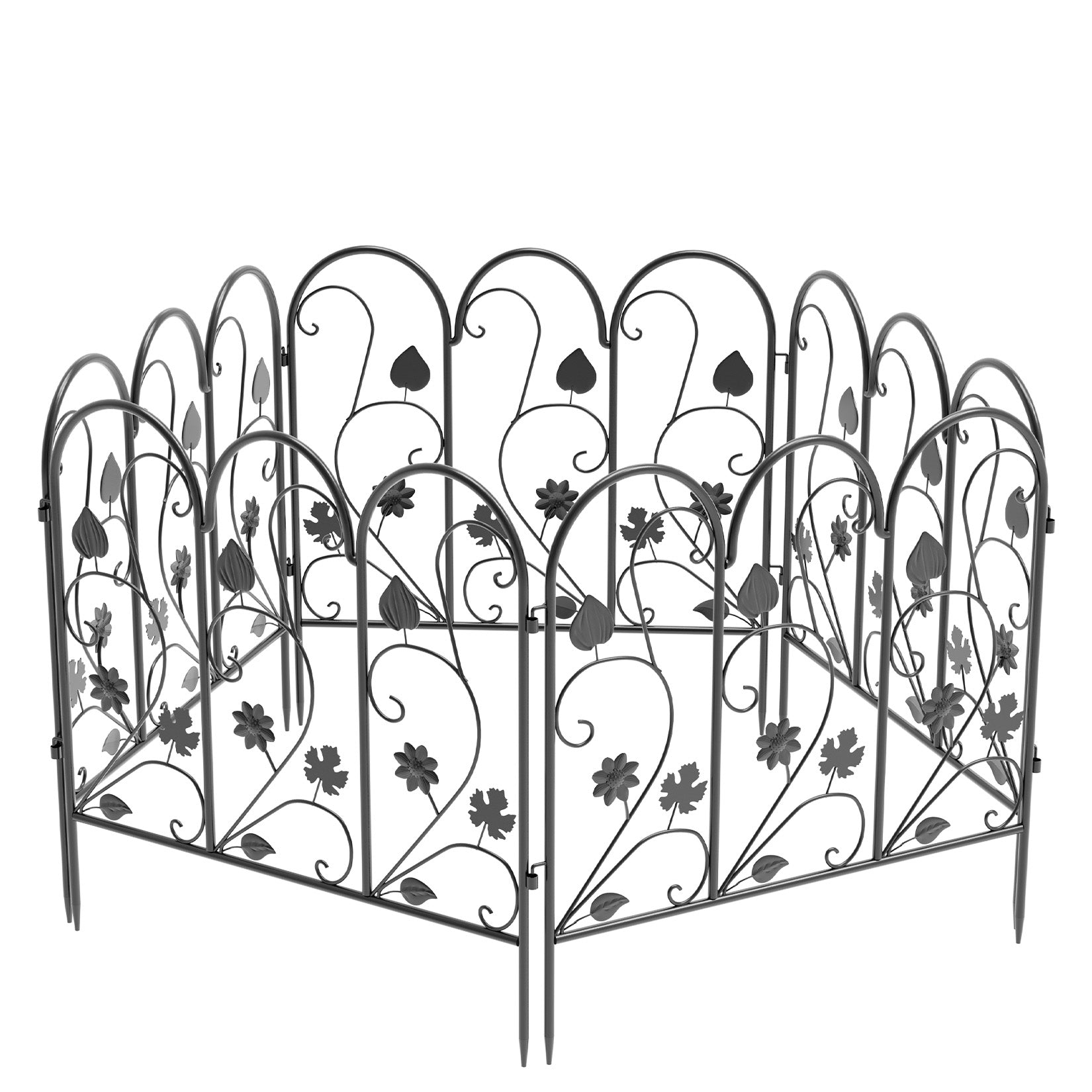 5Panels Decorative Garden Fence Coated Metal Wire Fencing Barrier for Backyards, Paths