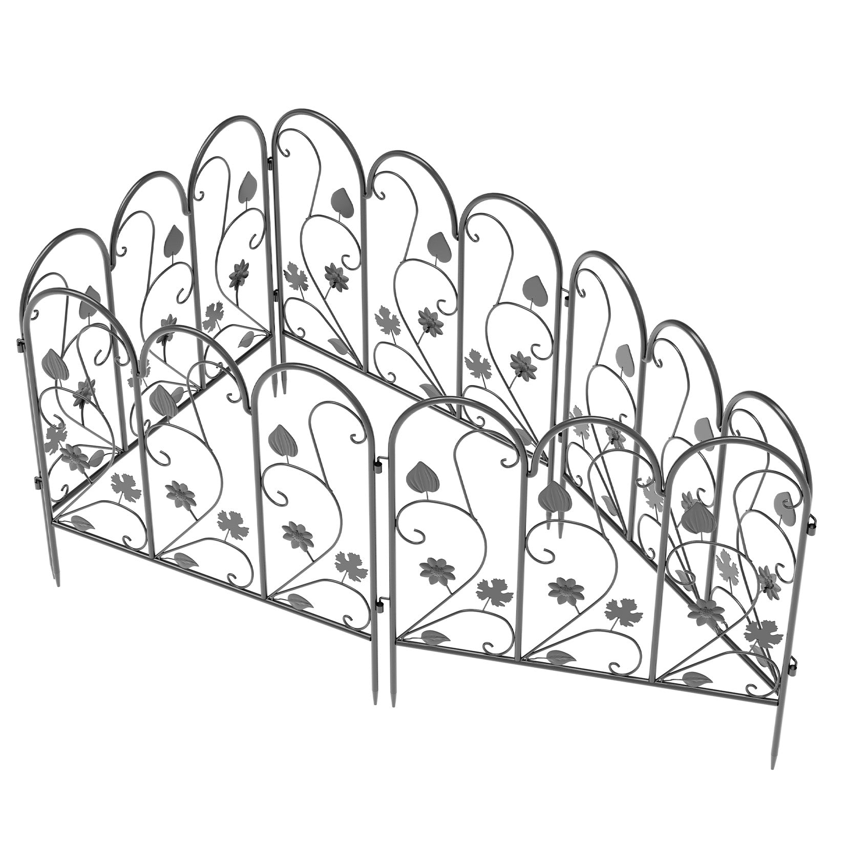 5Panels Decorative Garden Fence Coated Metal Wire Fencing Barrier for Backyards, Paths