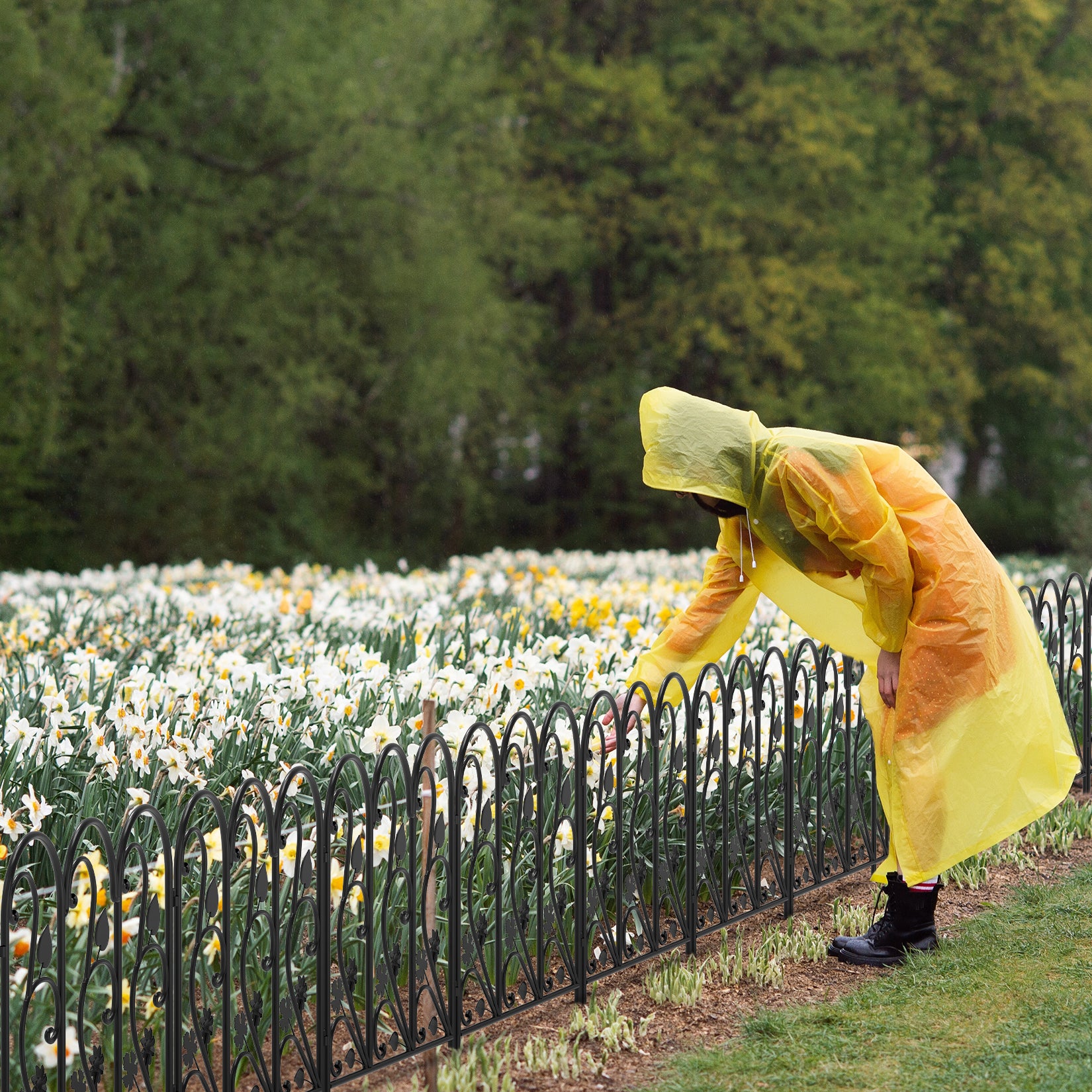 5Panels Decorative Garden Fence Coated Metal Wire Fencing Barrier for Backyards, Paths