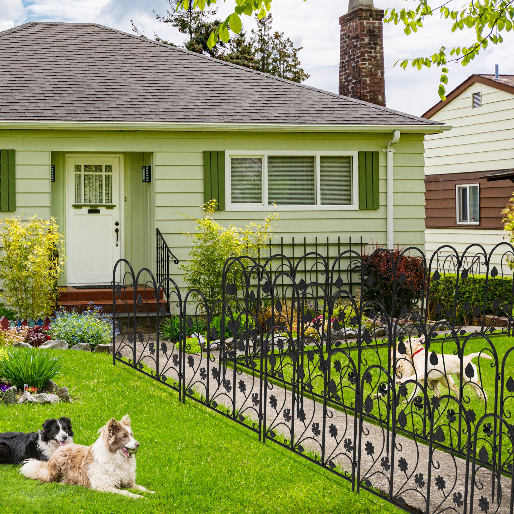 5Panels Decorative Garden Fence Coated Metal Wire Fencing Barrier for Backyards, Paths