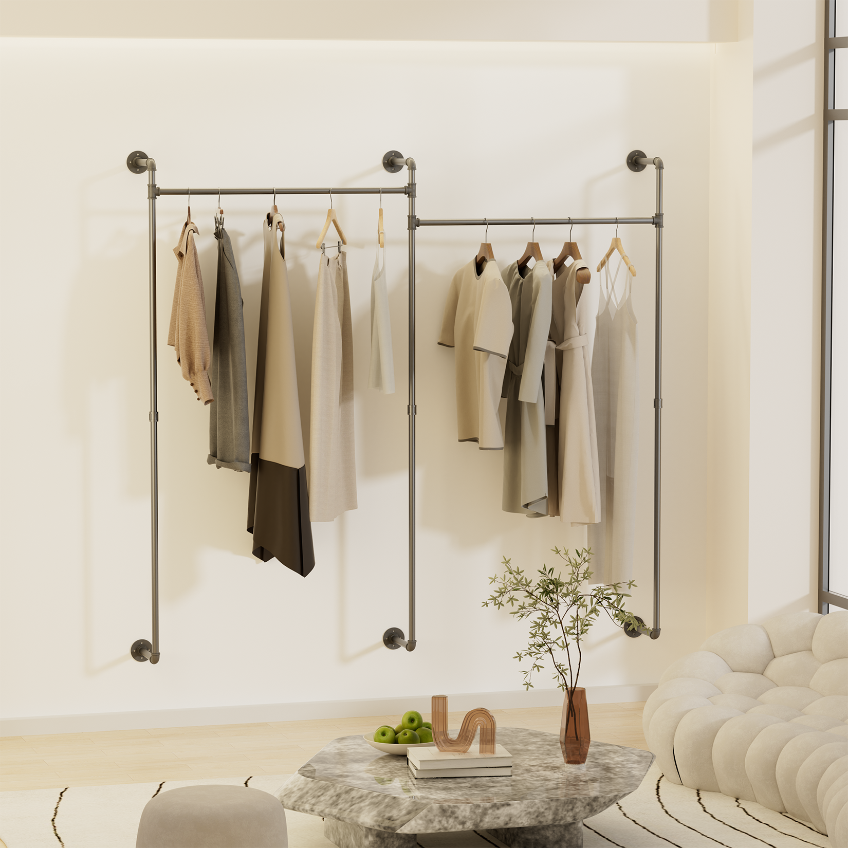 Vintage Industrial Pipe Clothing Rack – Heavy-Duty Wall Clothing Stora – WisFor Vintage Industrial Pipe Clothing Rack – Heavy-Duty Wall Clothing Stora – WisFor