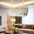 Rectangular Crystal Chandelier Pendant Lamp Light Fixtures w/ Raindrop Crystal