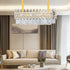 Rectangular Crystal Chandelier Pendant Lamp Light Fixtures w/ Raindrop Crystal