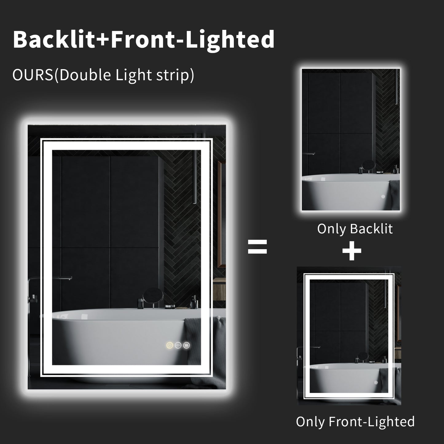 Rectangle Led Backlit Lighted Bathroom Mirror