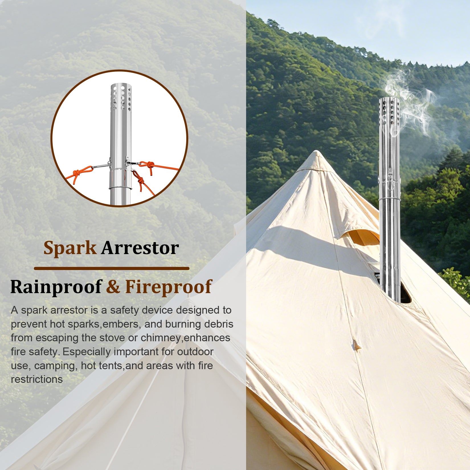 Wood Burning Sauna Stove Kit: 2 in 1 Portable Stainless Steel Heater Tent Stove for Outdoor Tents, Outdoor Sauna Hot Tent Stove with Chimney Pipes
