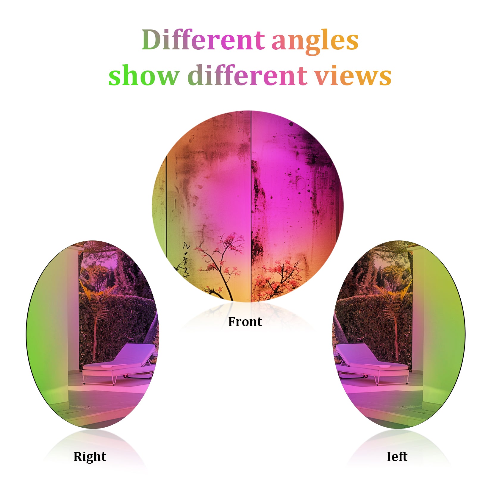 Round Wall Hanging Mirror with Iridescent Effect Dazzling Glass Decor Mirror