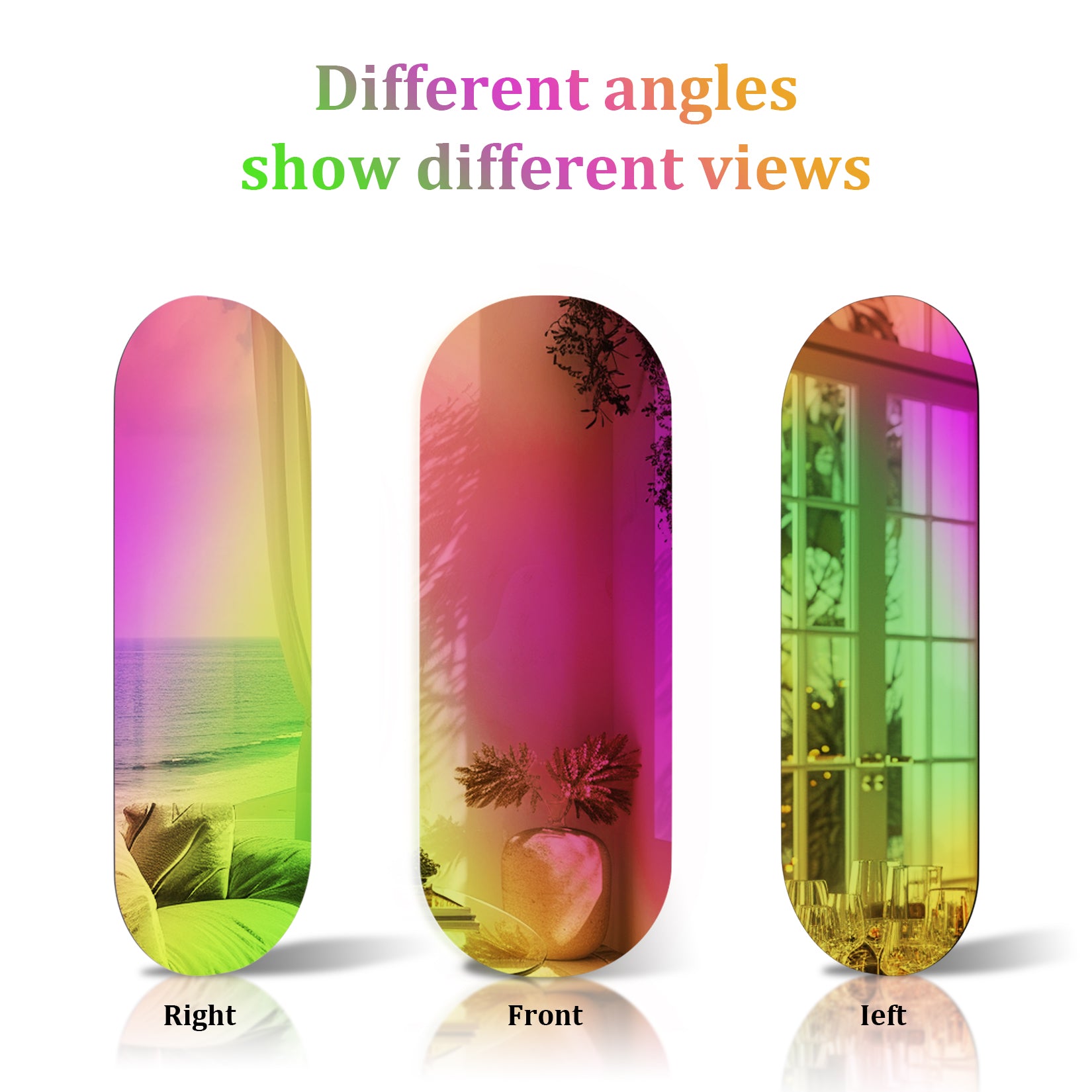 Long Oblong Iridescent Effect Wall Mirror with Iridescent Effect Dazzling Glass Mirror