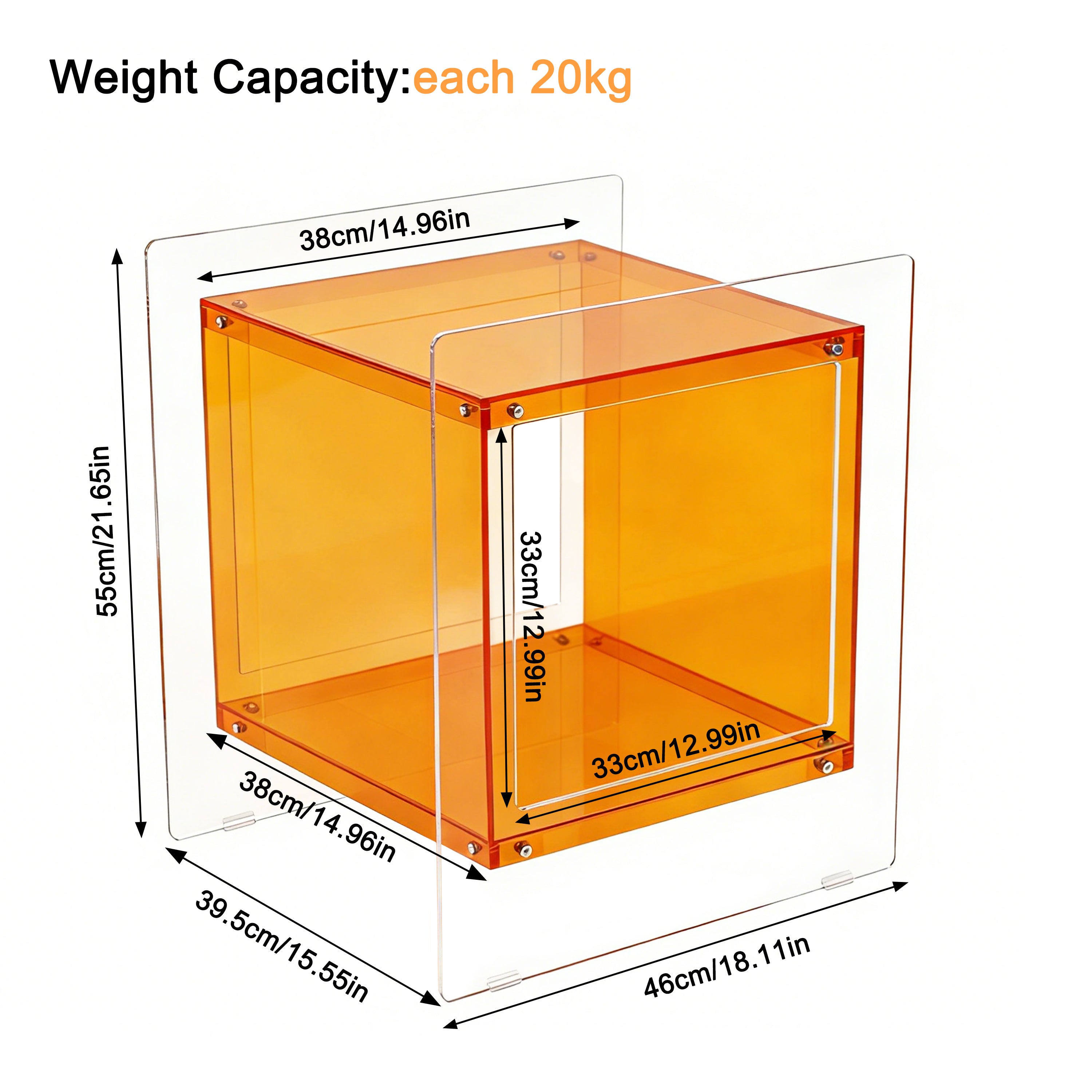 Square Cube Acrylic Record Player Table Open Storage Shelf Acrylic Sofa Side Table
