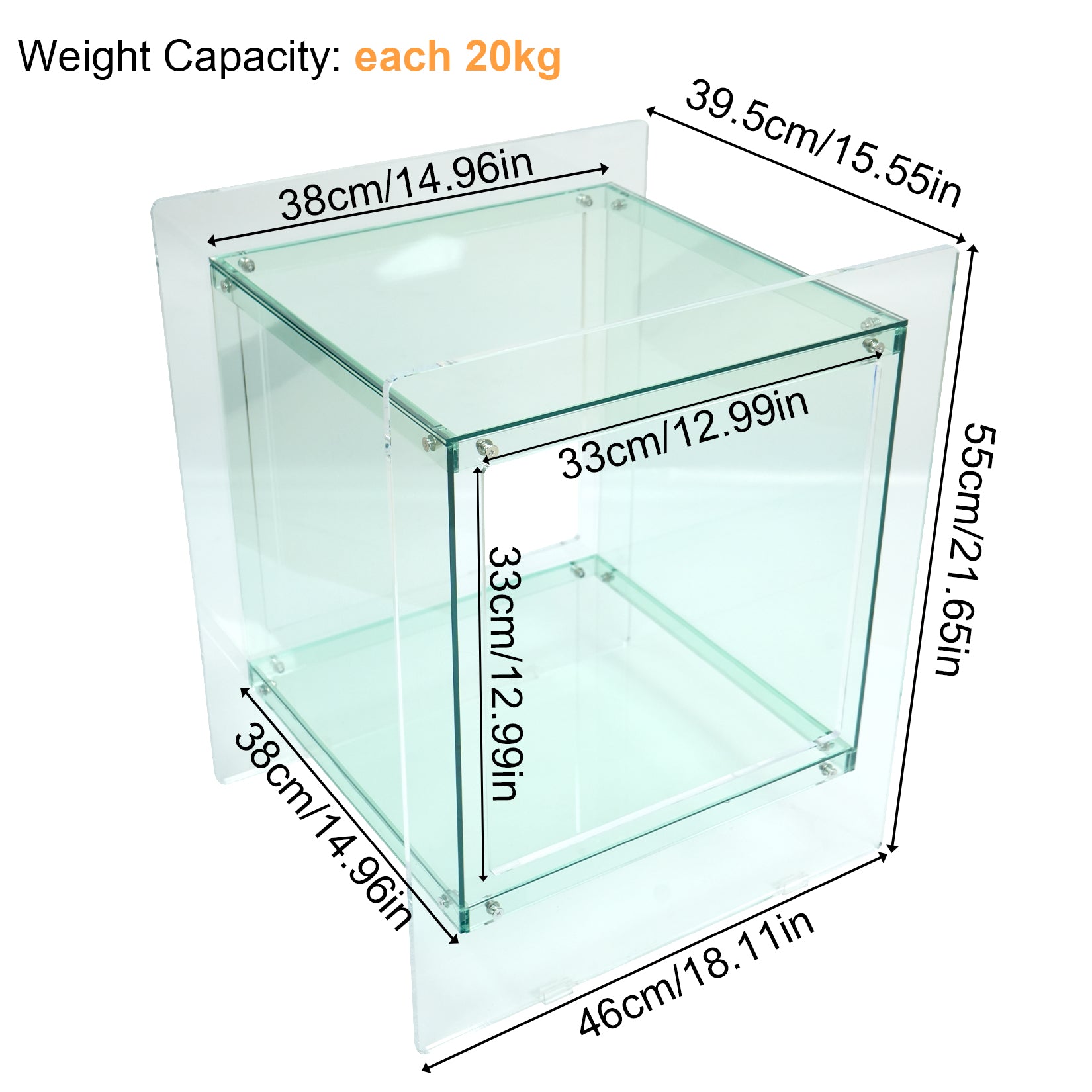 Square Cube Acrylic Record Player Table Open Storage Shelf Acrylic Sofa Side Table