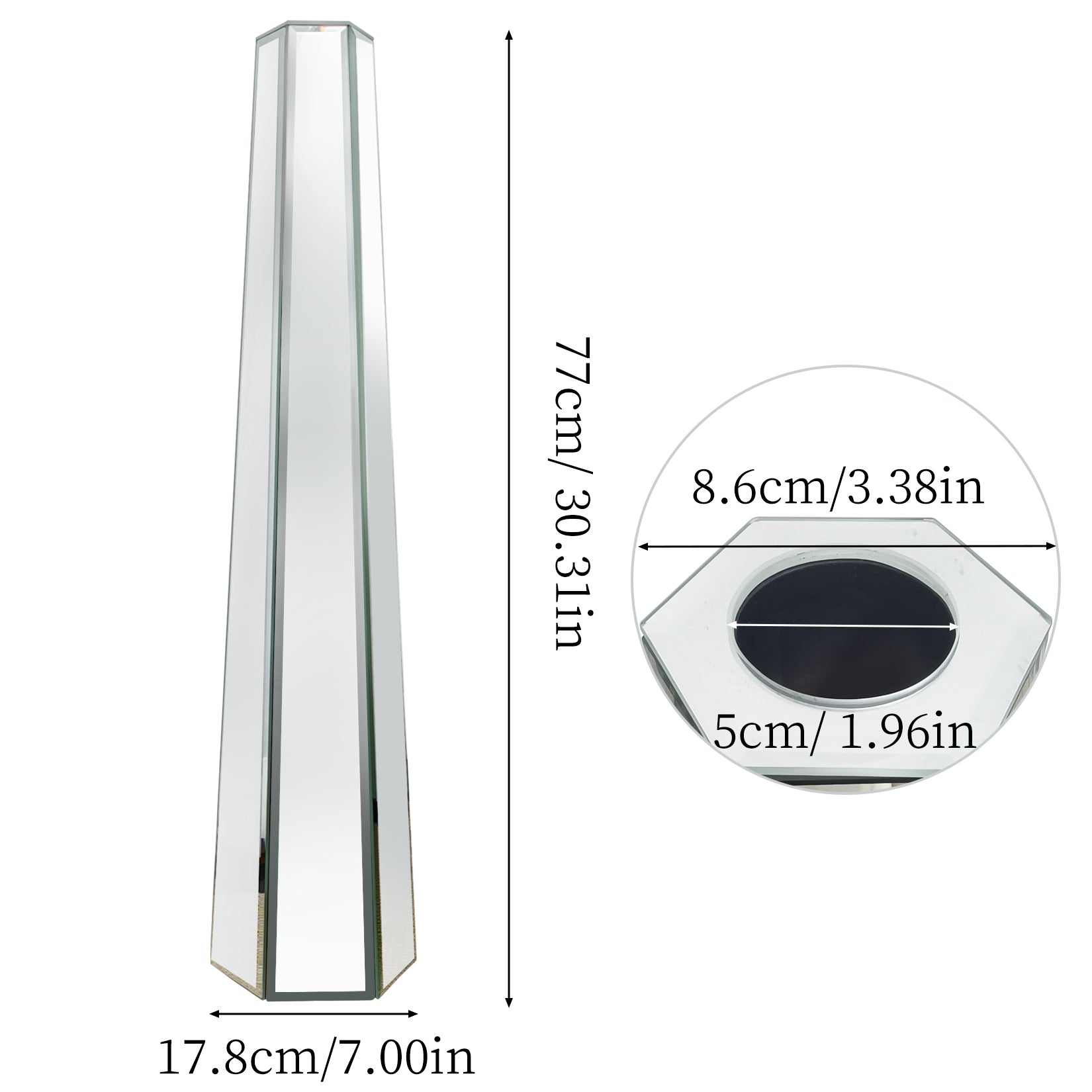 Mirrored Floor Vase: 30” Tall Mirrored Glass Flower Floor Vase for Holding Dried Flowers