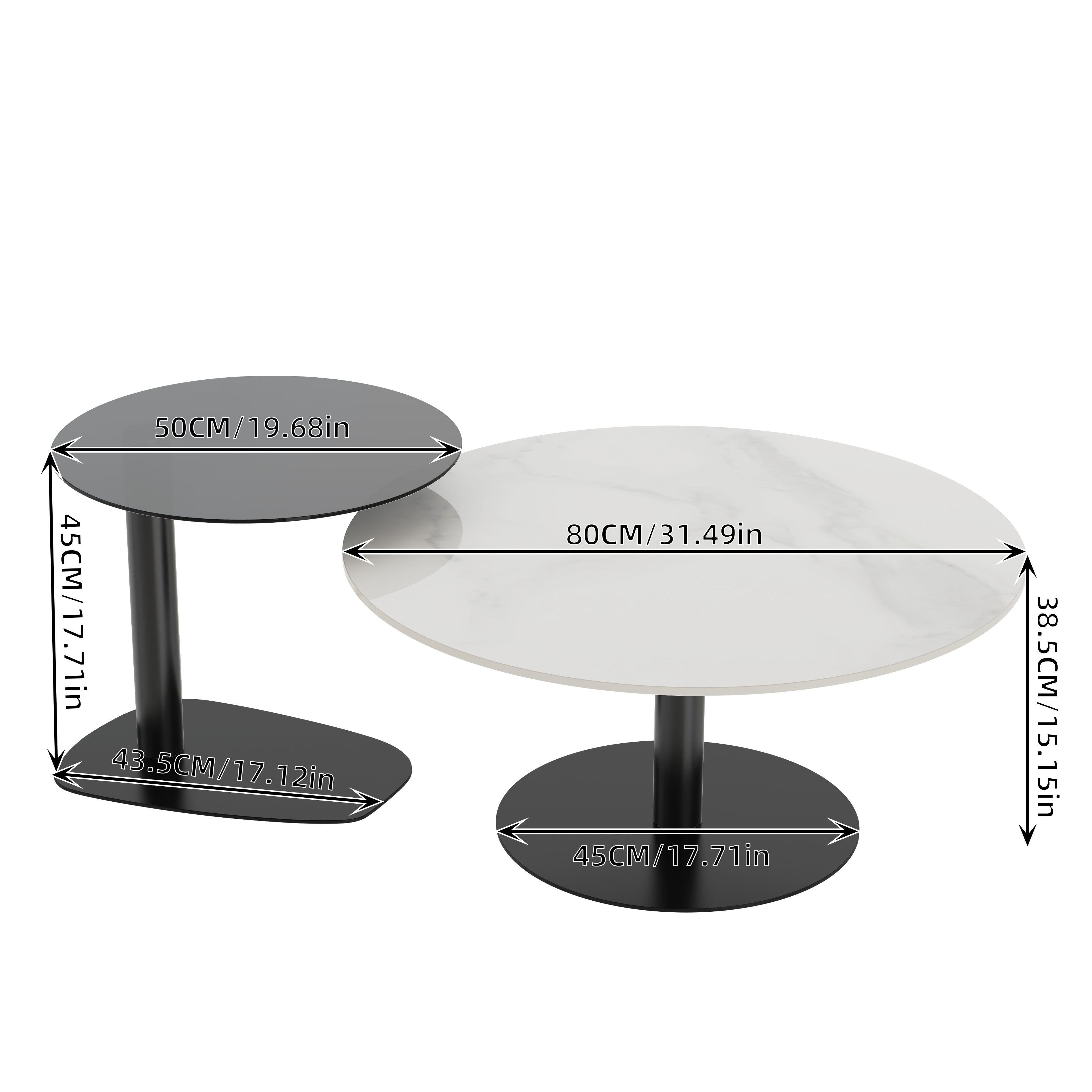 Set Of 2 Round Coffee Side Table Set, Two Packages Shippment