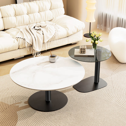 Set Of 2 Round Coffee Side Table Set, Two Packages Shippment