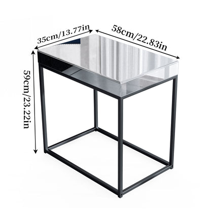 Rectangular Mirrored End Table Glam Side Table with Silver Mirror Glass Shelf