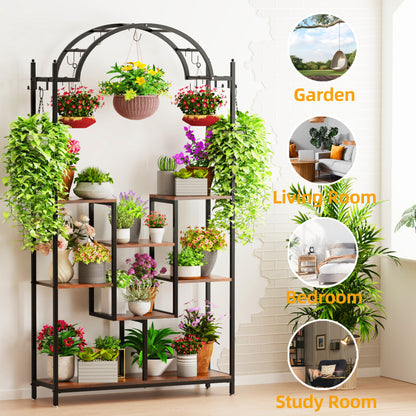 Tall Arched Metal Garden Plant Stand Multi-layer Garden Flower Rack
