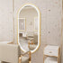 Front-lit Wall LED Bathroom Mirror, Oval Gold Aluminum Frame