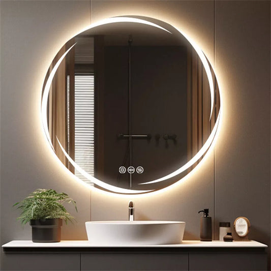 Round Backlit Smart LED Bathroom Mirror, CRI95