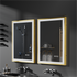 600*800mm Gold Aluminum Frame Front-lit Wall Bathroom Mirror