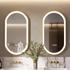 Front-lit Wall LED Bathroom Mirror, Oval Gold Aluminum Frame