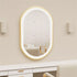 Front-lit Wall LED Bathroom Mirror, Oval Gold Aluminum Frame