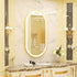 Front-lit Wall LED Bathroom Mirror, Oval Gold Aluminum Frame