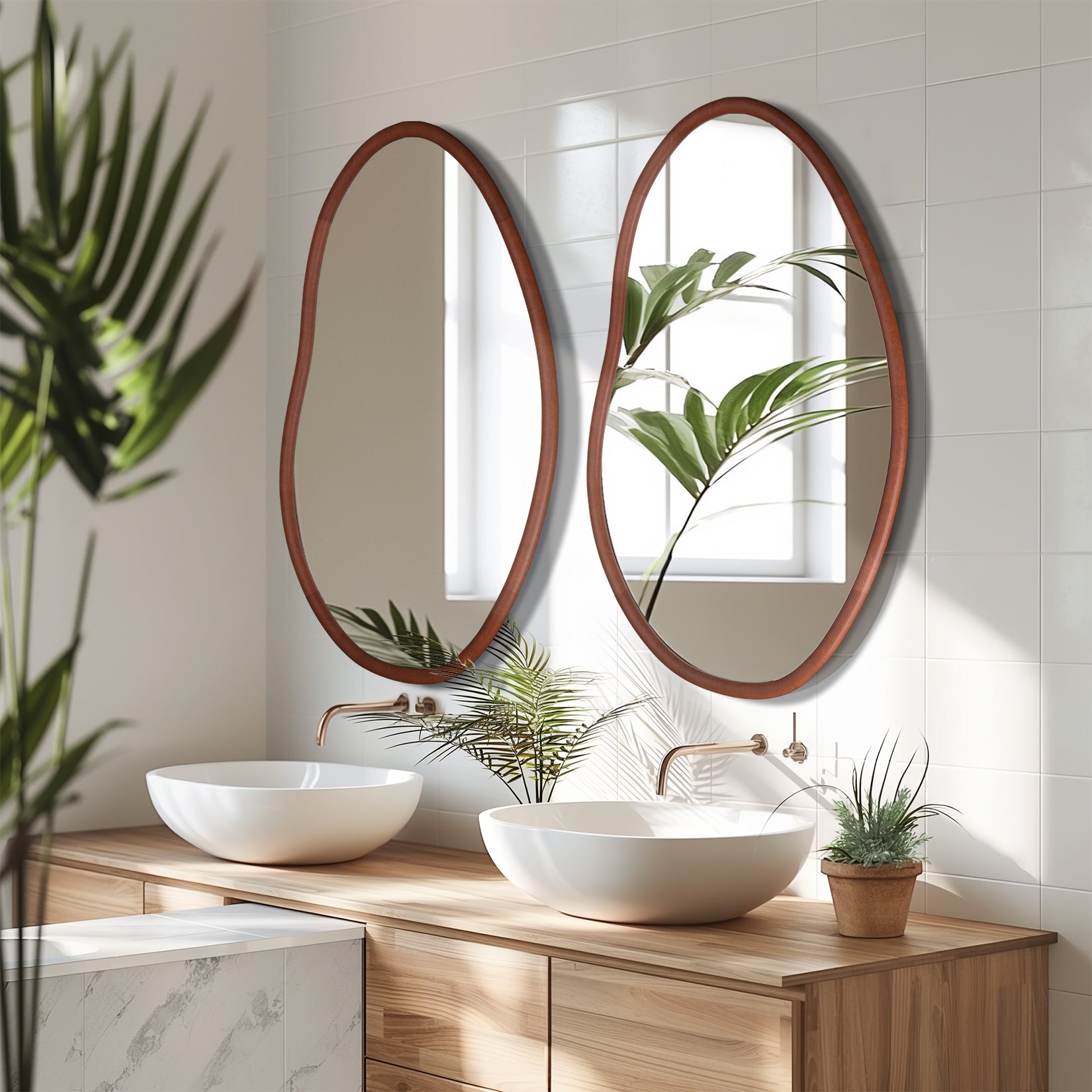 Asymmetrical Wood Mirror Irregular Wall Mirror, Same as Amazon